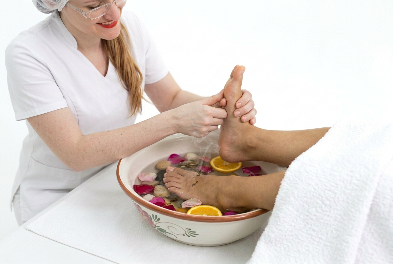 Sessão feminina de reflexologia podal em porto alegre, com escalda-pés relaxante na Zona Sul, bairro Hípica